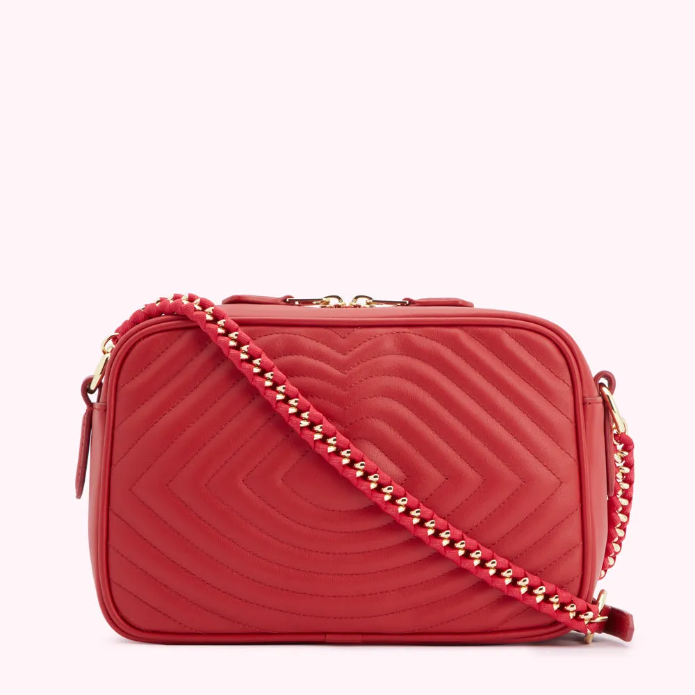 LULU RED LIP RIPPLE QUILTED LEATHER BELLA CROSSBODY BAG