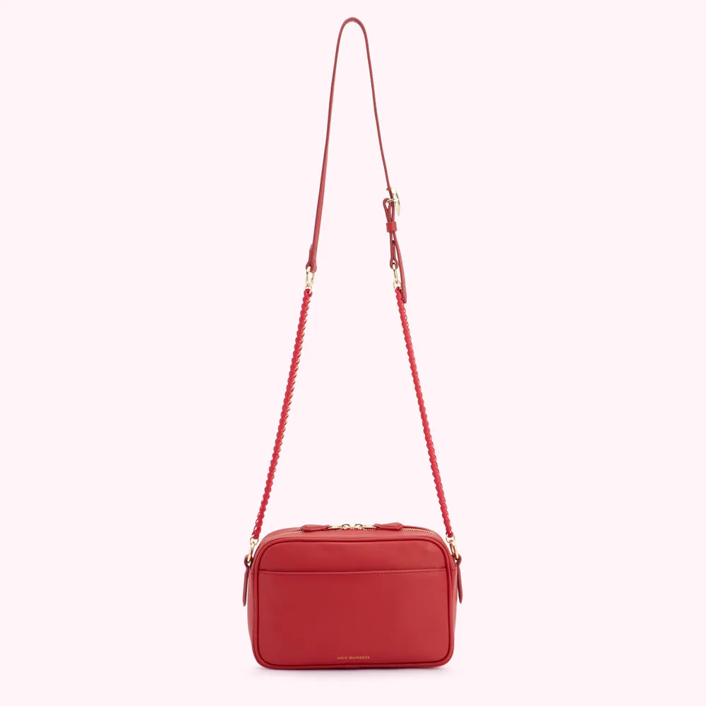 LULU RED LIP RIPPLE QUILTED LEATHER BELLA CROSSBODY BAG