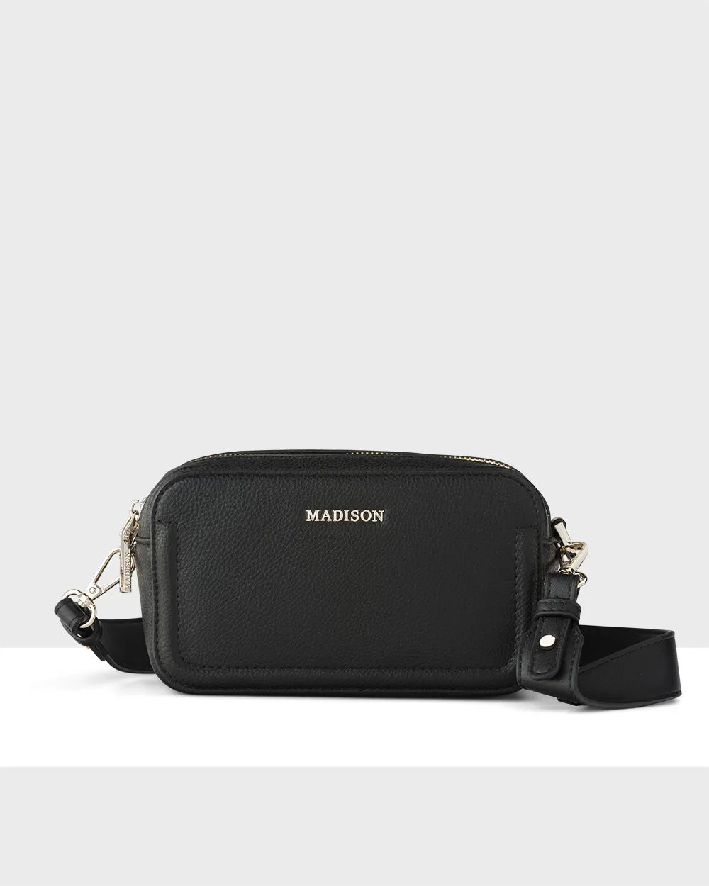 Maddie Double Zip Camera Crossbody Bag   Zebra Bag Strap