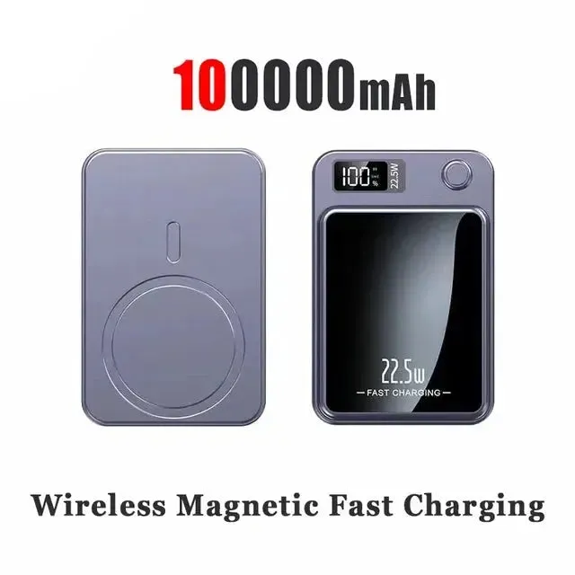 magnetic wireless charger  100000mAh Power Bank Wireless Charger Magnetic Digital Display Fast Charging Thin And Portable External Battery Free Shiping