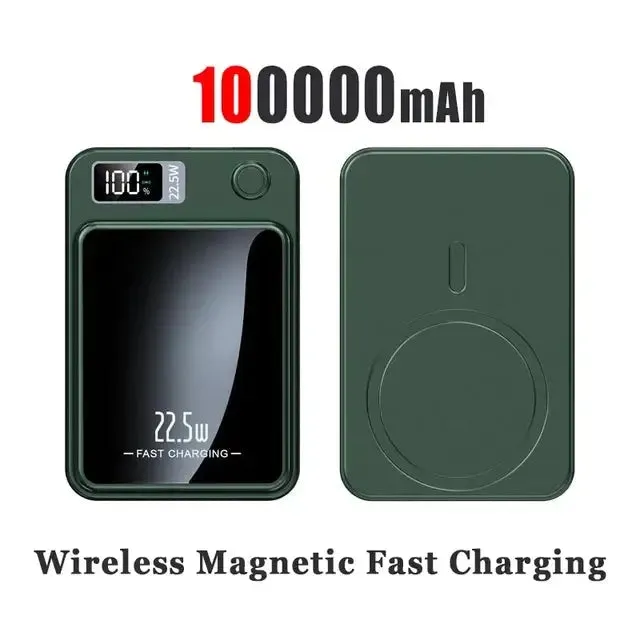 magnetic wireless charger  100000mAh Power Bank Wireless Charger Magnetic Digital Display Fast Charging Thin And Portable External Battery Free Shiping