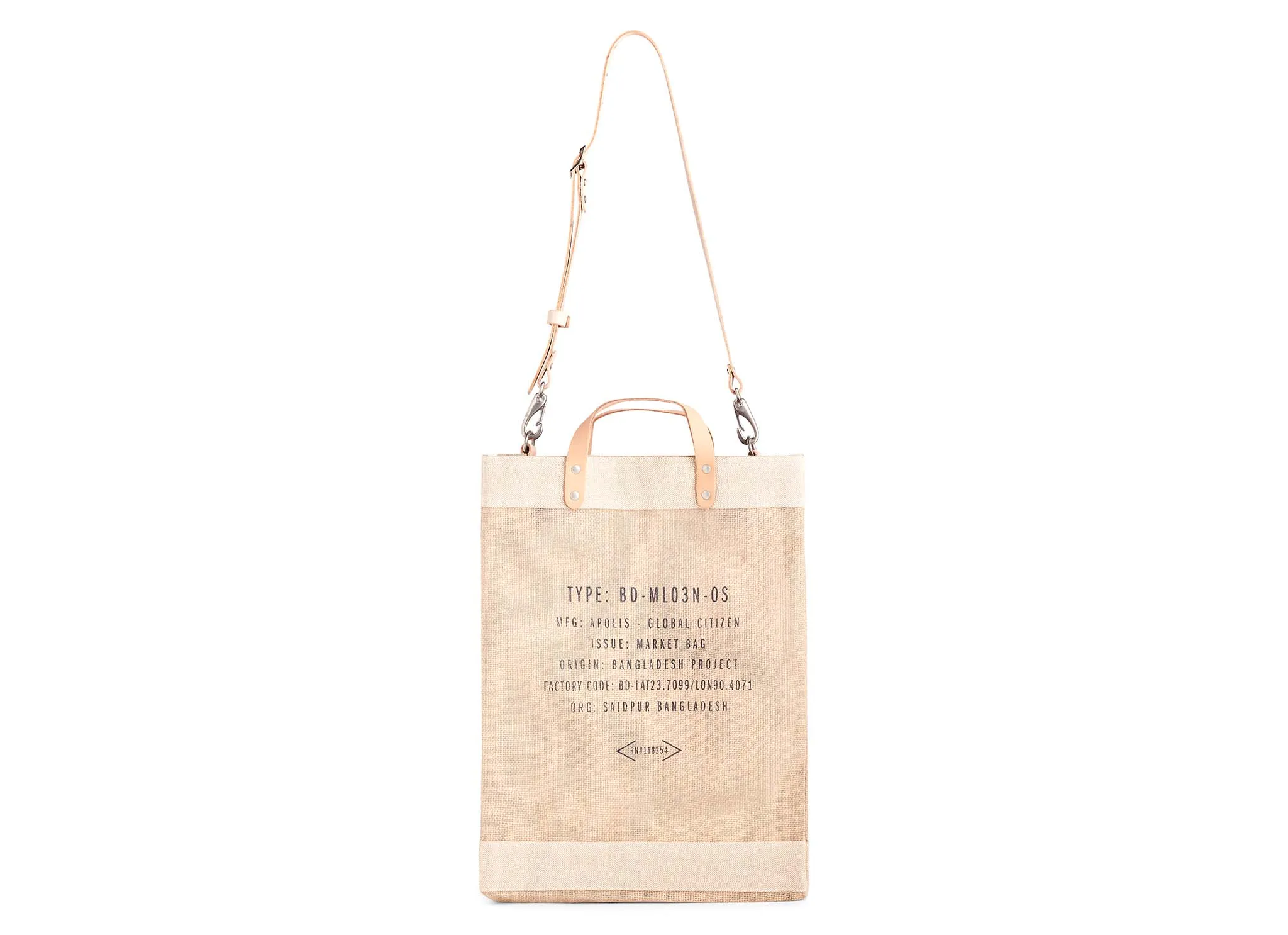 Market Bag in Natural with Strap - Wholesale