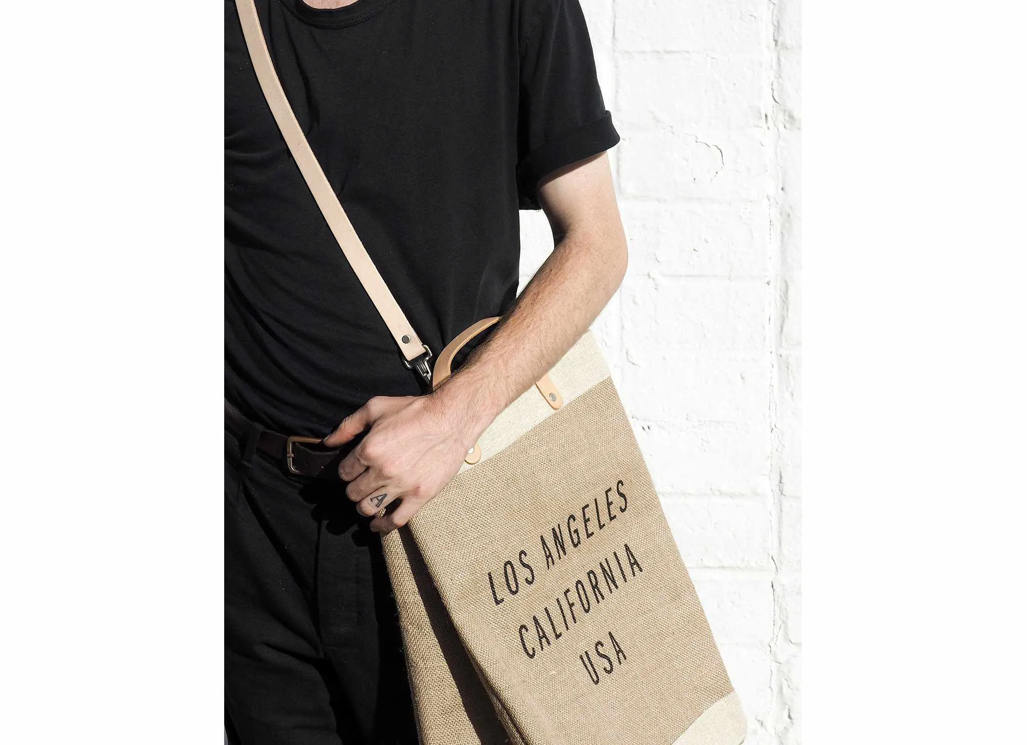 Market Bag in Natural with Strap - Wholesale