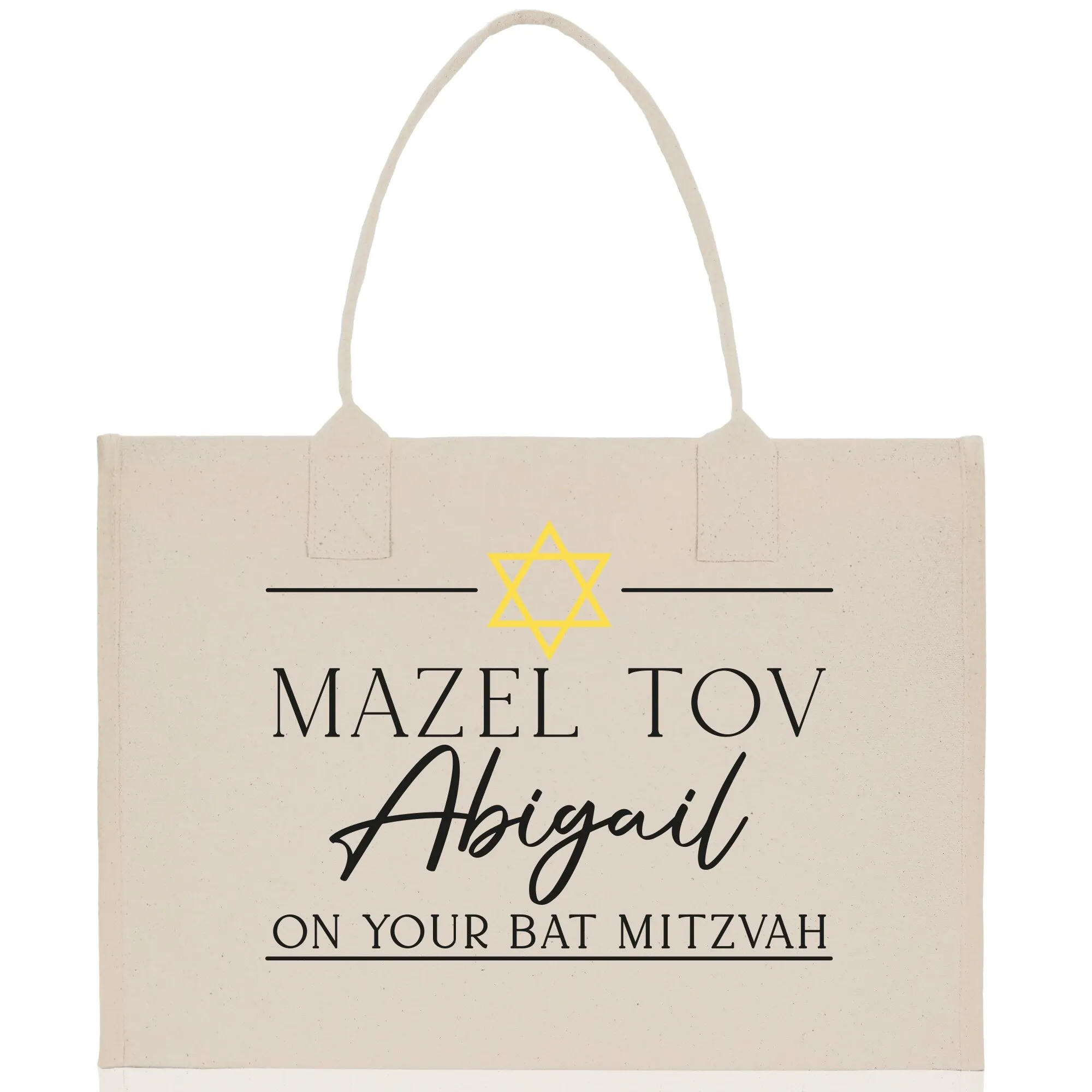 Mazel Tov Bat Mitzvah Custom Name Cotton Canvas Tote Bag Personalized Tote Bag Jewish Celebration Bag