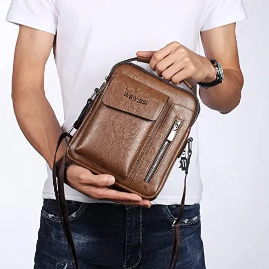 Men's Leather Handbag Small Crossbody Shoulder Bags