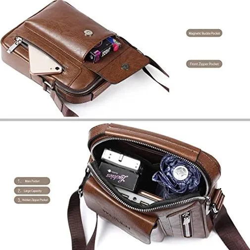 Men's Leather Handbag Small Crossbody Shoulder Bags