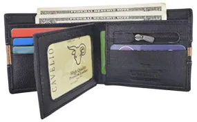 Men's Premium Center Flap Card ID Holder Bifold Wallet With Zipper Coin Pocket 403052