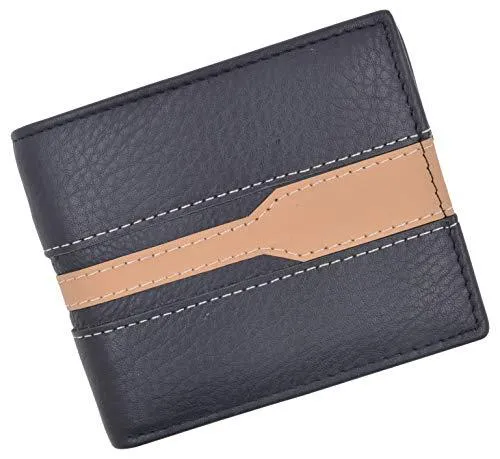 Men's Premium Center Flap Card ID Holder Bifold Wallet With Zipper Coin Pocket 403052