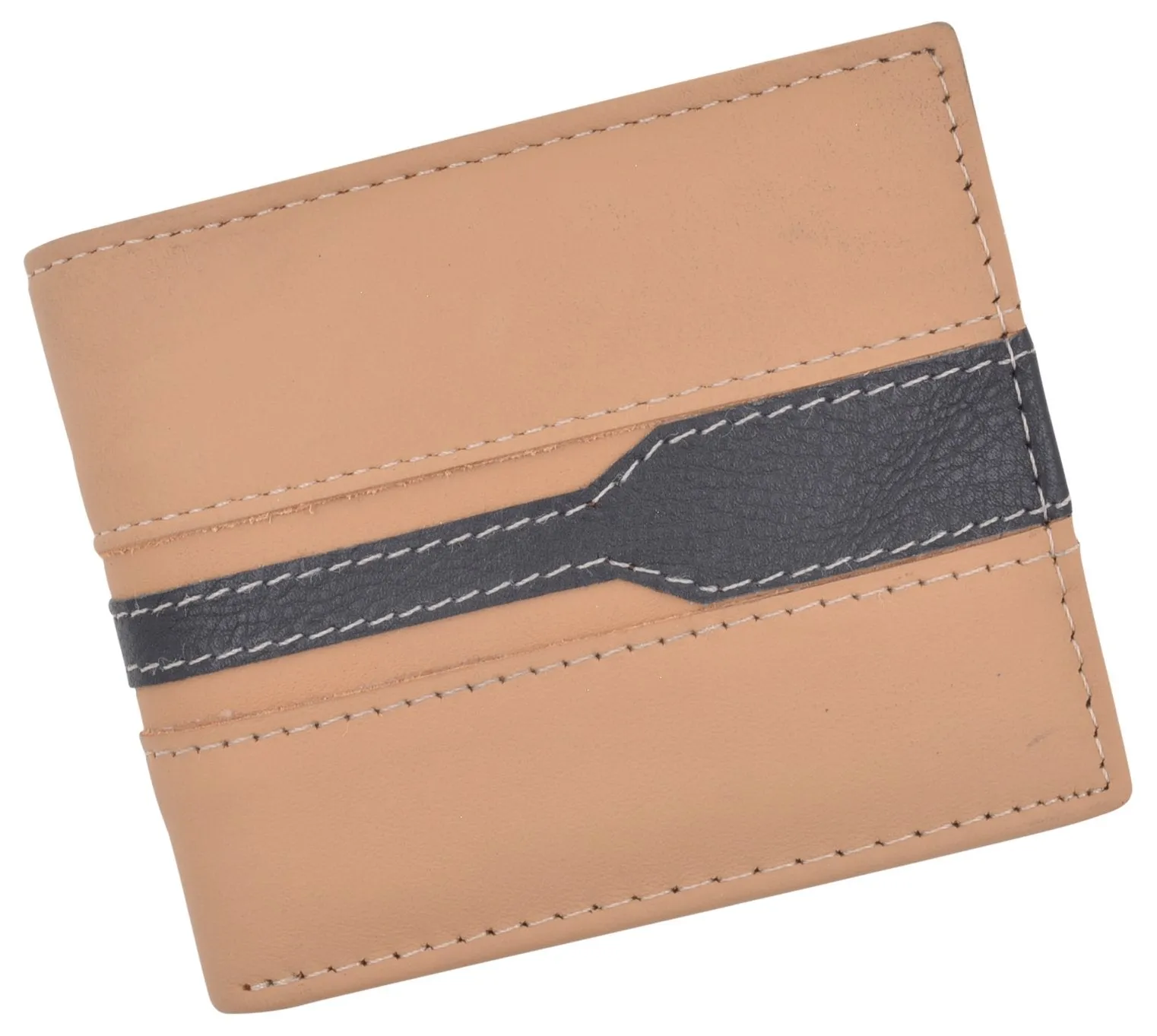 Men's Premium Center Flap Card ID Holder Bifold Wallet With Zipper Coin Pocket 403052