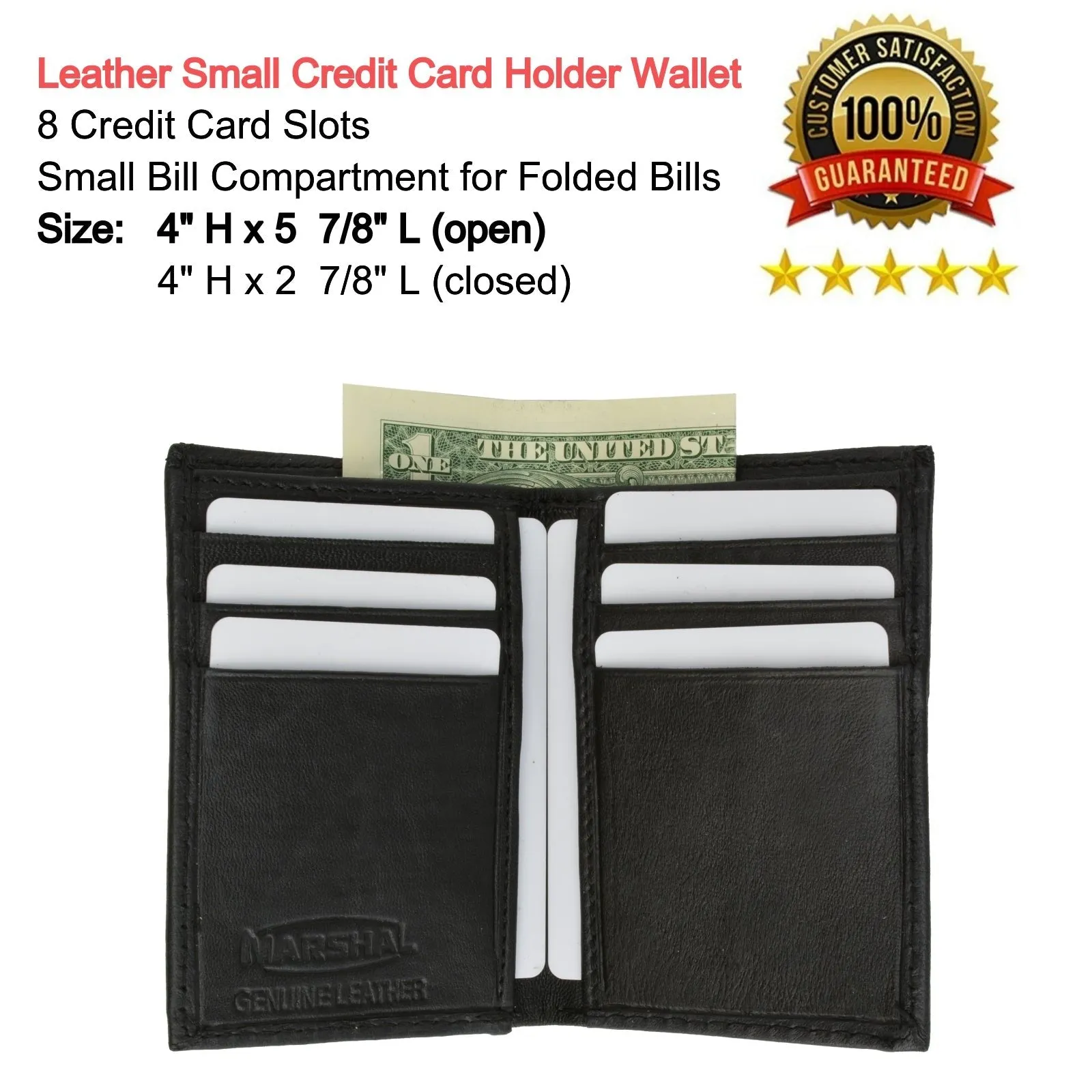 Mens Slim Bifold Wallet Genuine Leather Front Pocket Multi Card Holder Black