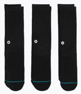 Men's Stance 3 Pack Icon Crew Socks -Black -Medium