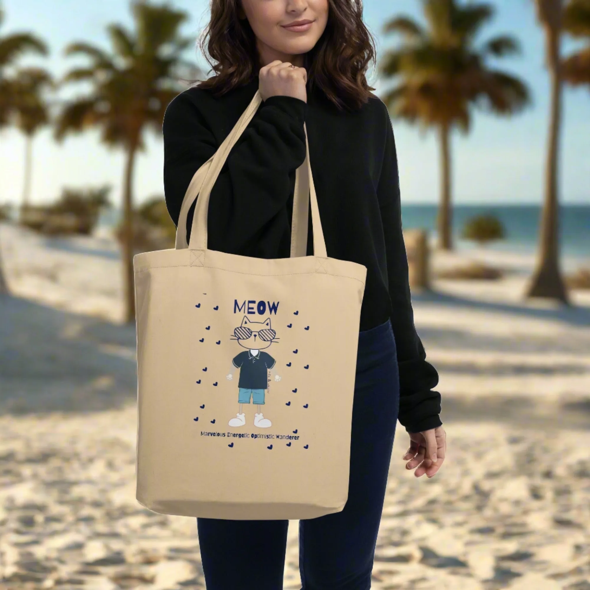 MEOW, Cat Themed Sustainable Tote Bag