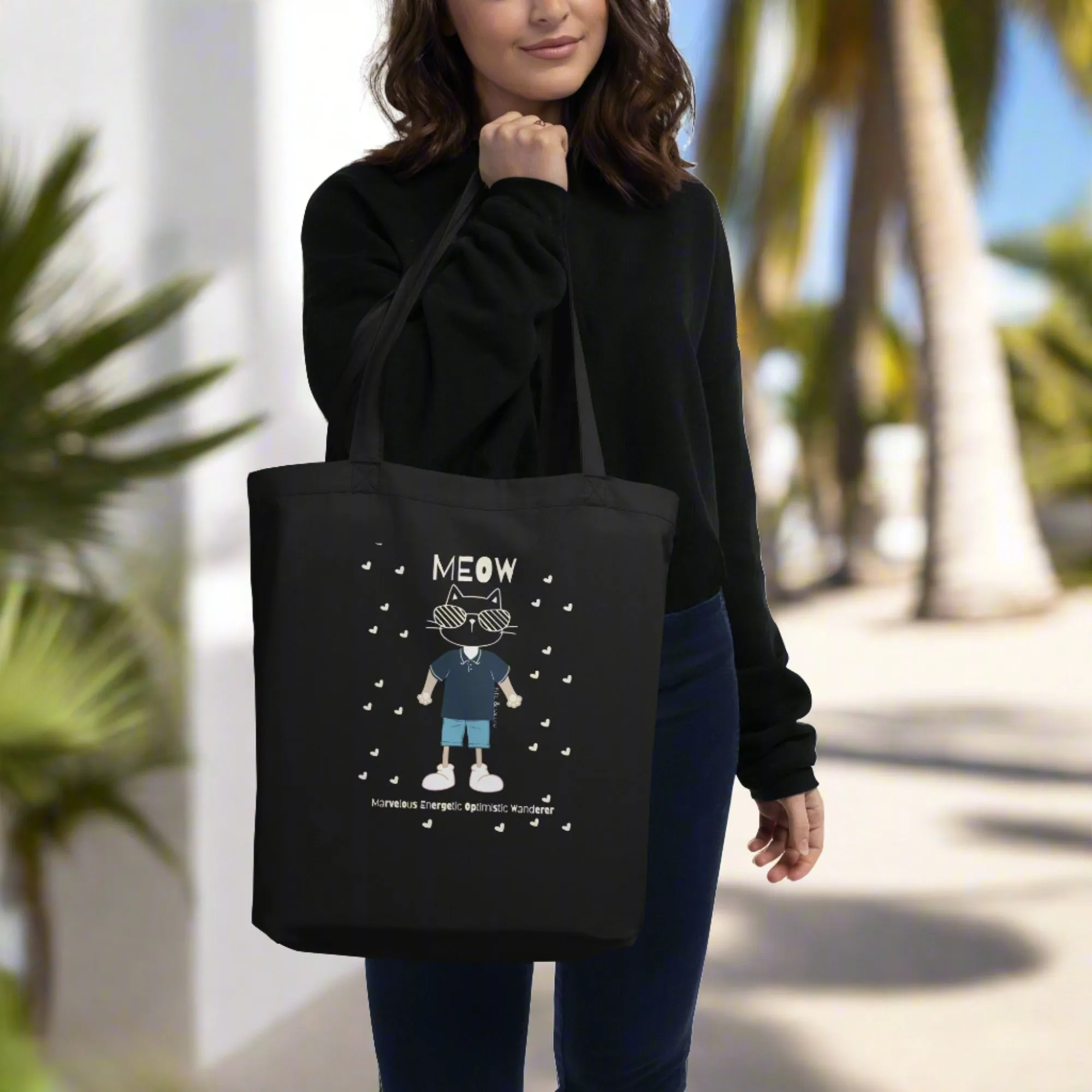 MEOW, Cat Themed Sustainable Tote Bag