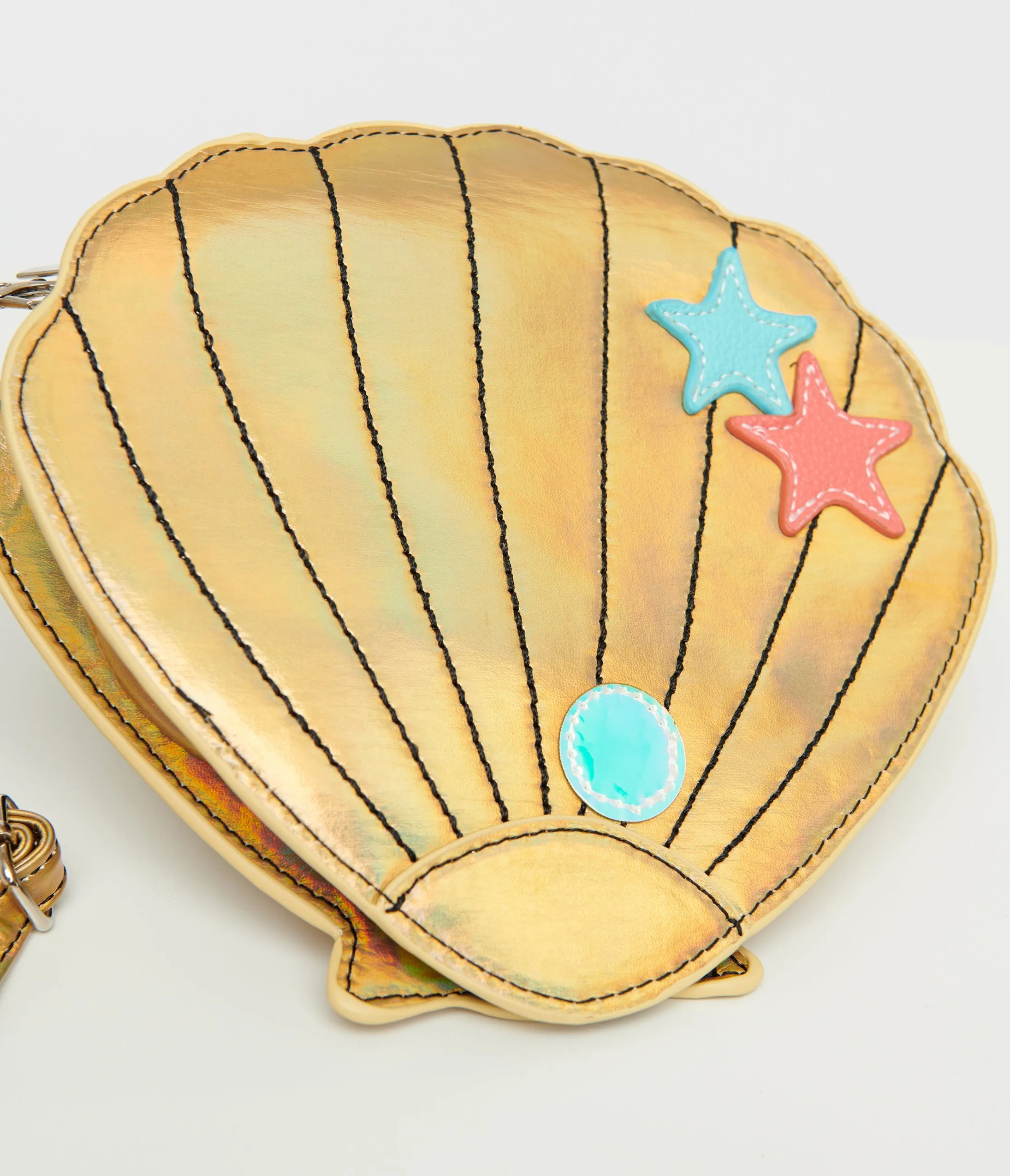 Metallic Gold Sea Shell Crossbody Bag