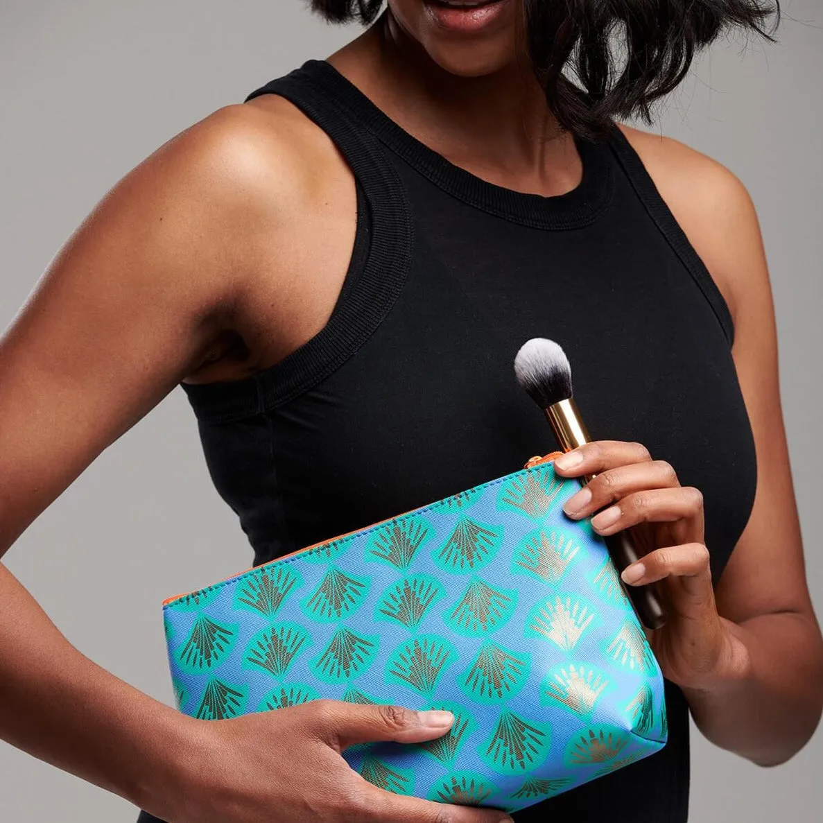 'Mia' Large Makeup Bag in Shell Aqua