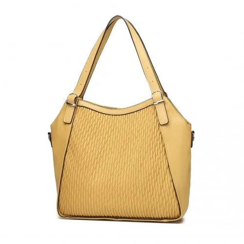 Miss Lulu Casual Shoulder Bag - Stylish Yellow Pleated Design | Women's Versatile Handbag