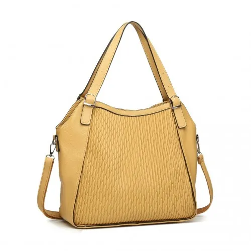 Miss Lulu Casual Shoulder Bag - Stylish Yellow Pleated Design | Women's Versatile Handbag