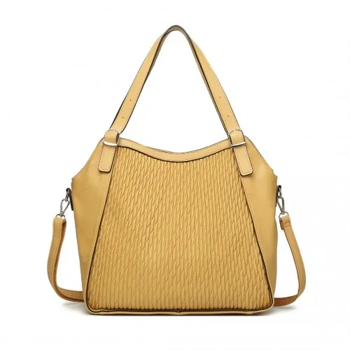 Miss Lulu Casual Shoulder Bag - Stylish Yellow Pleated Design | Women's Versatile Handbag