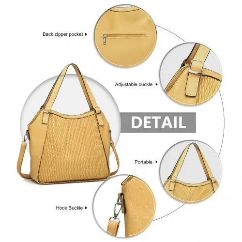 Miss Lulu Casual Shoulder Bag - Stylish Yellow Pleated Design | Women's Versatile Handbag