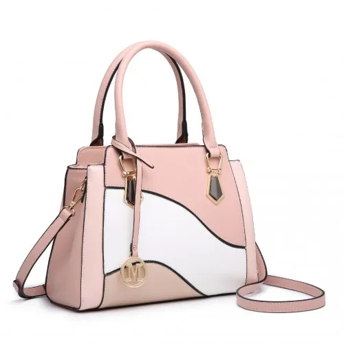 Miss Lulu Pretty Colour Combination Leather Handbag Tote Bag - Pink | Stylish & Versatile Women's Purse