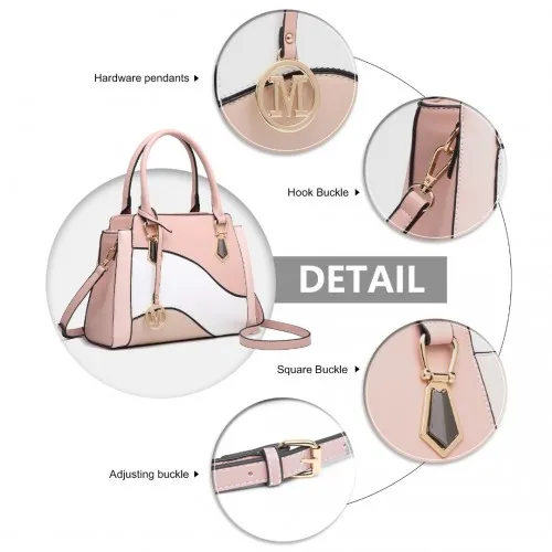 Miss Lulu Pretty Colour Combination Leather Handbag Tote Bag - Pink | Stylish & Versatile Women's Purse