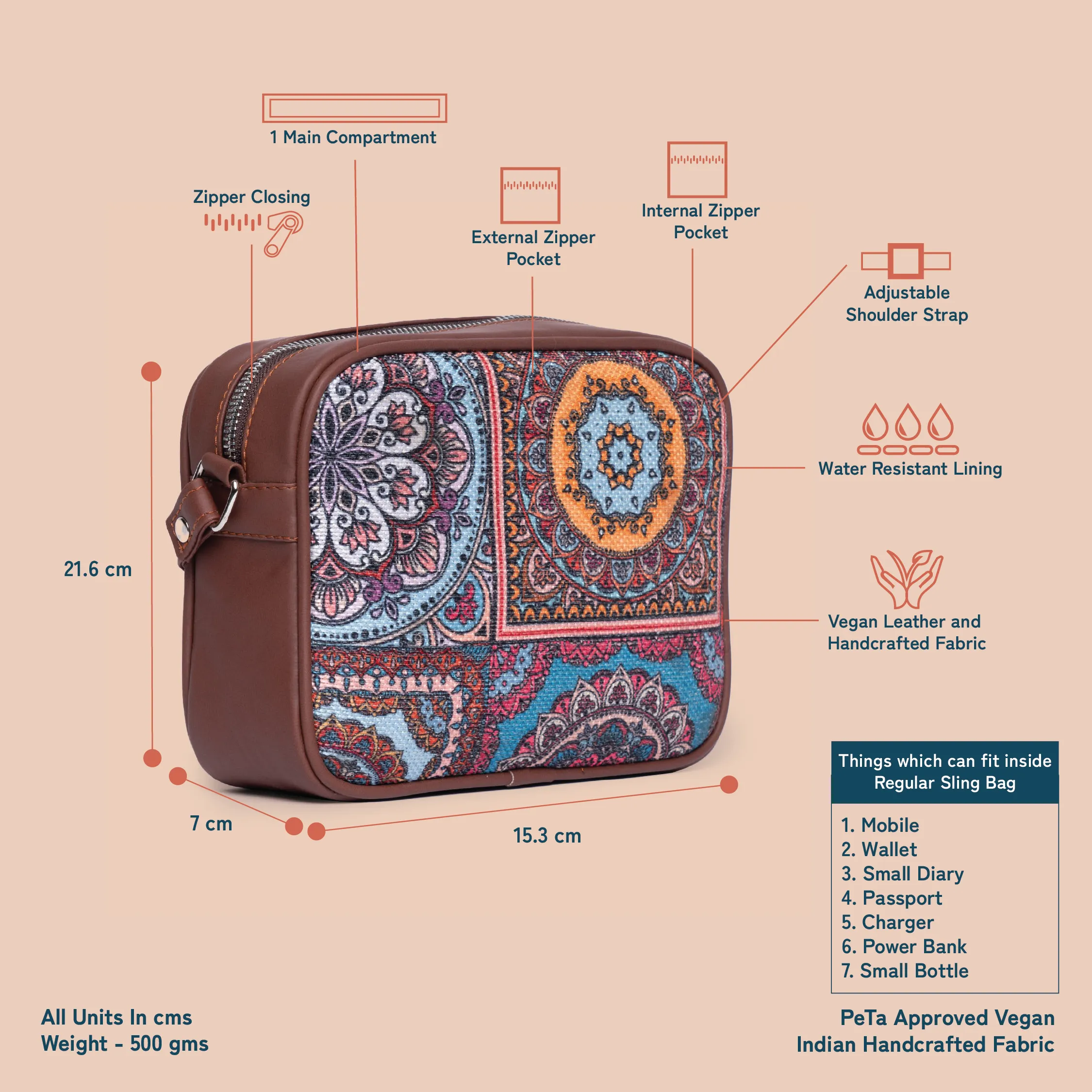 Multicolor Mandala Print Sling Bag