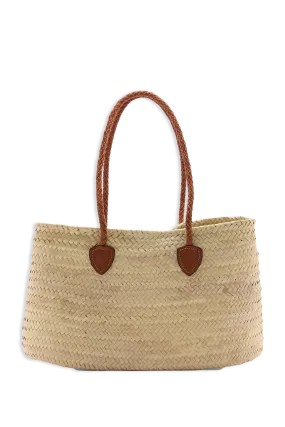 Natural Fibre Bag With Leather Handles