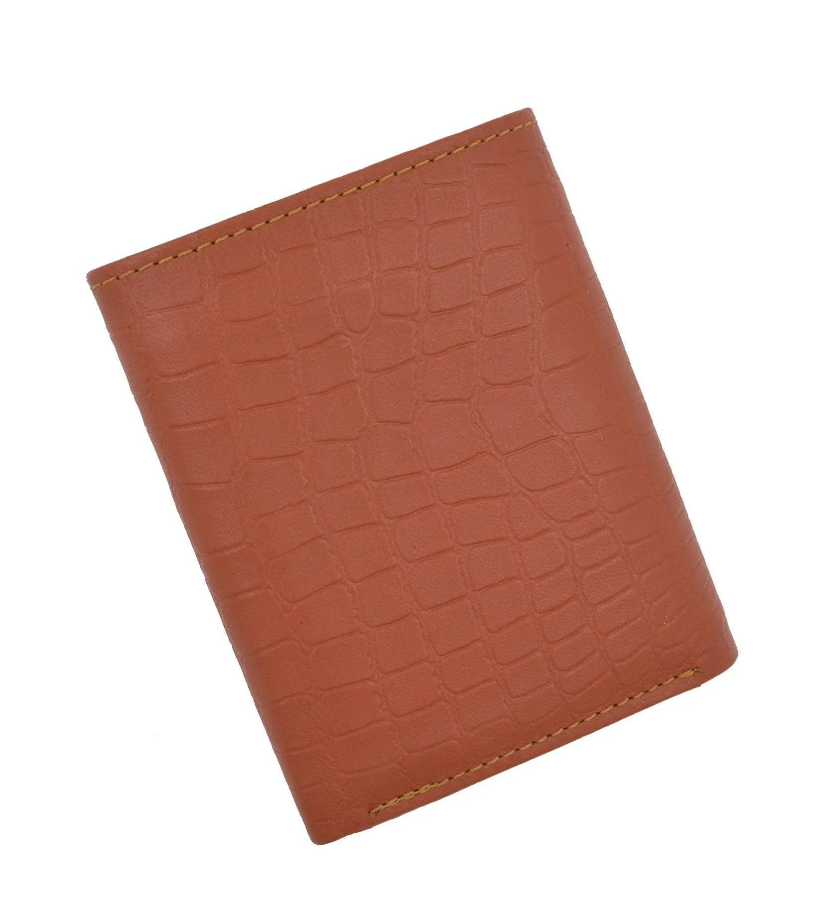 New RFID Blocking Mens Soft Crocodile Pattern Leather Trifold Wallet with Flap RFIDP1107CR (C)