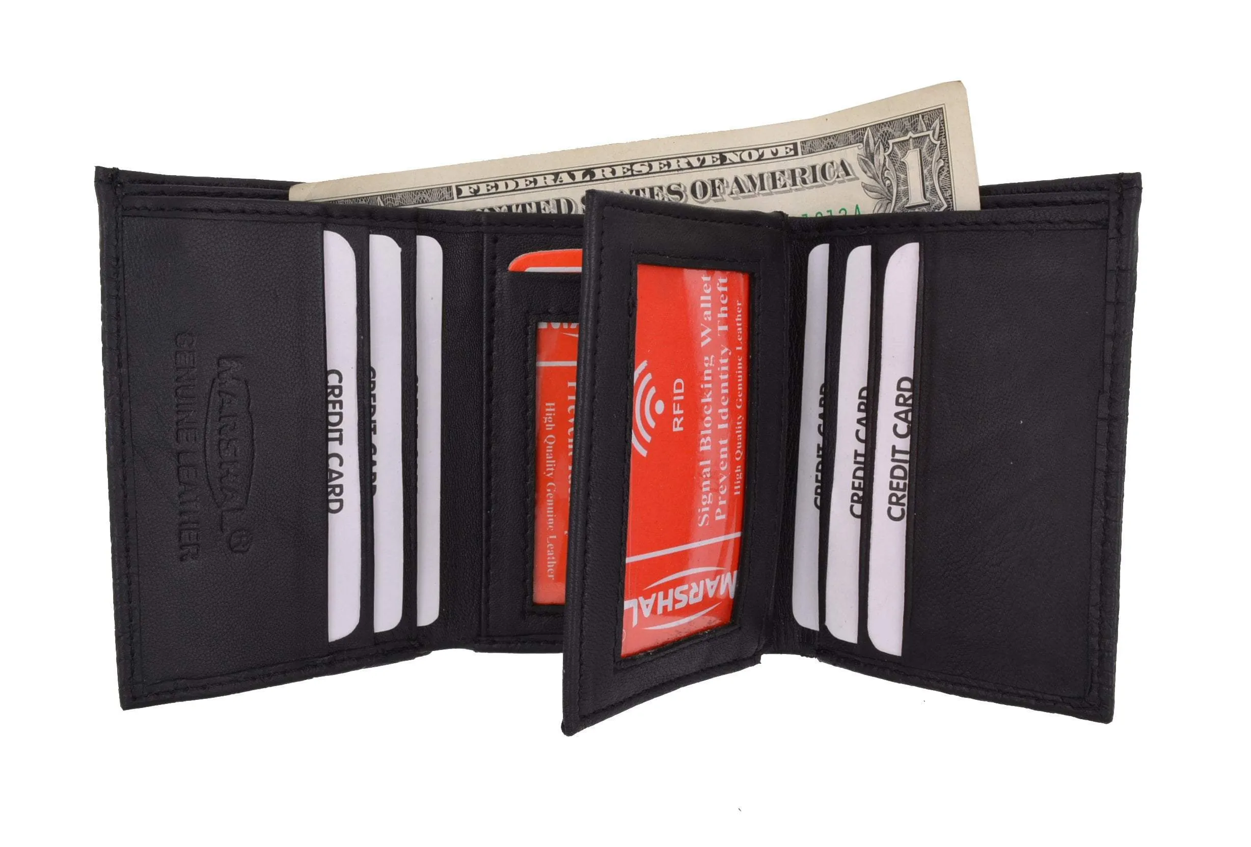 New RFID Blocking Mens Soft Crocodile Pattern Leather Trifold Wallet with Flap RFIDP1107CR (C)