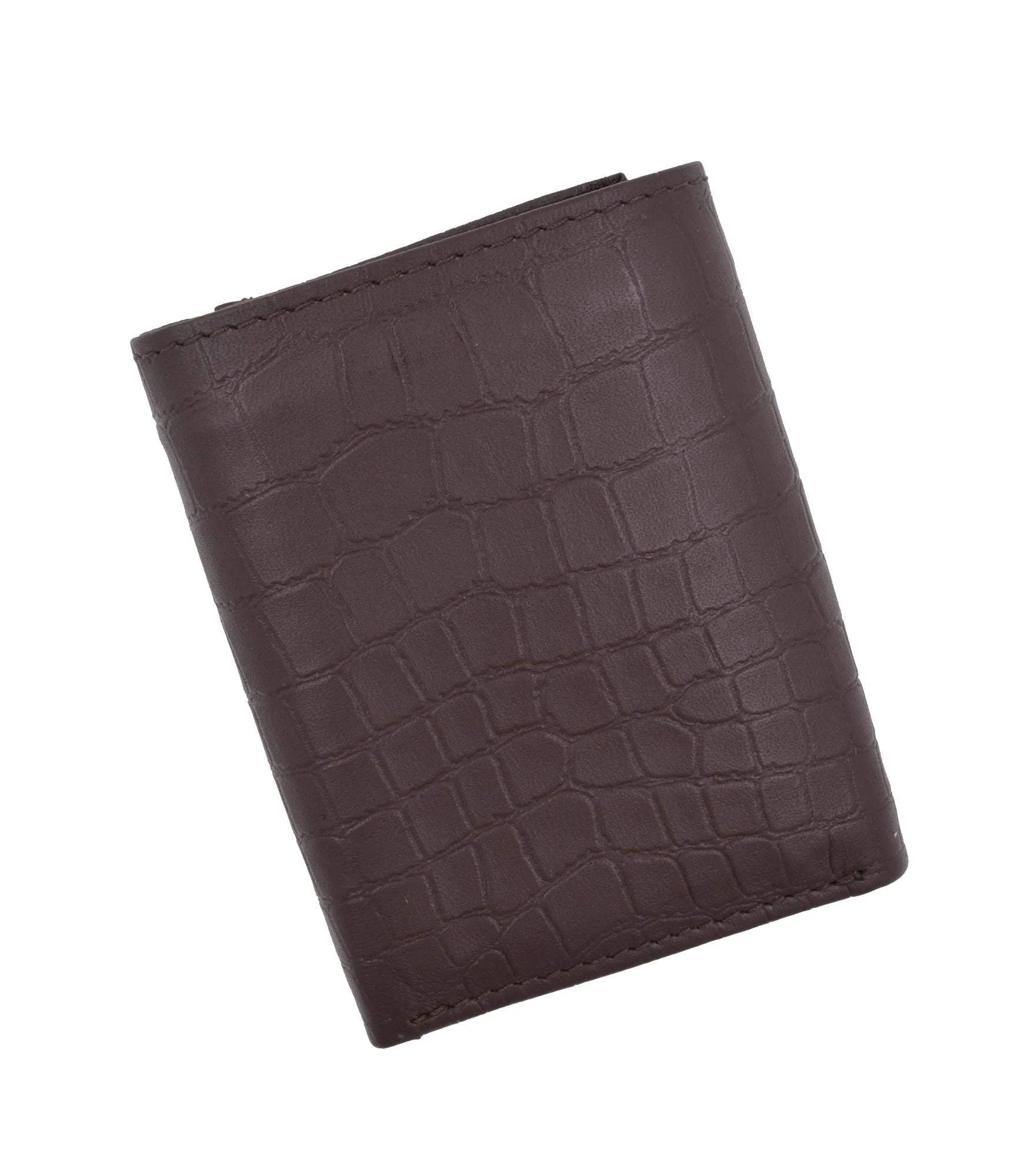 New RFID Blocking Mens Soft Crocodile Pattern Leather Trifold Wallet with Flap RFIDP1107CR (C)