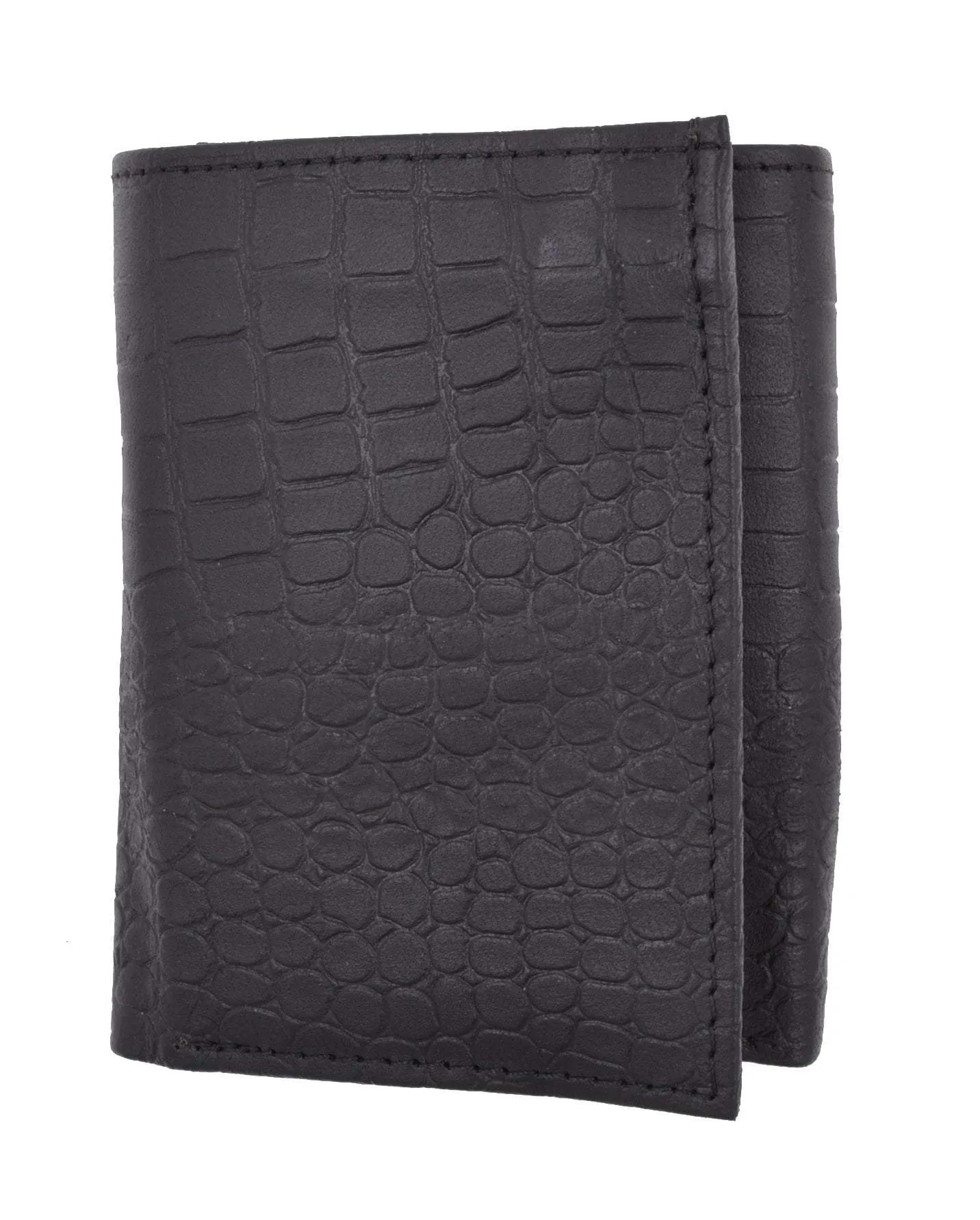 New RFID Blocking Mens Soft Crocodile Pattern Leather Trifold Wallet with Flap RFIDP1107CR (C)