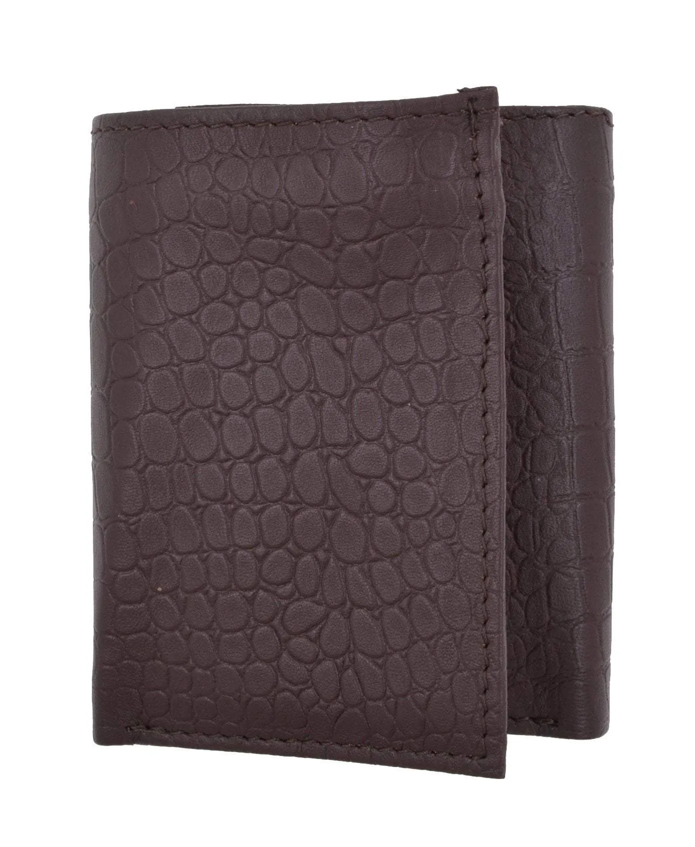 New RFID Blocking Mens Soft Crocodile Pattern Leather Trifold Wallet with Flap RFIDP1107CR (C)