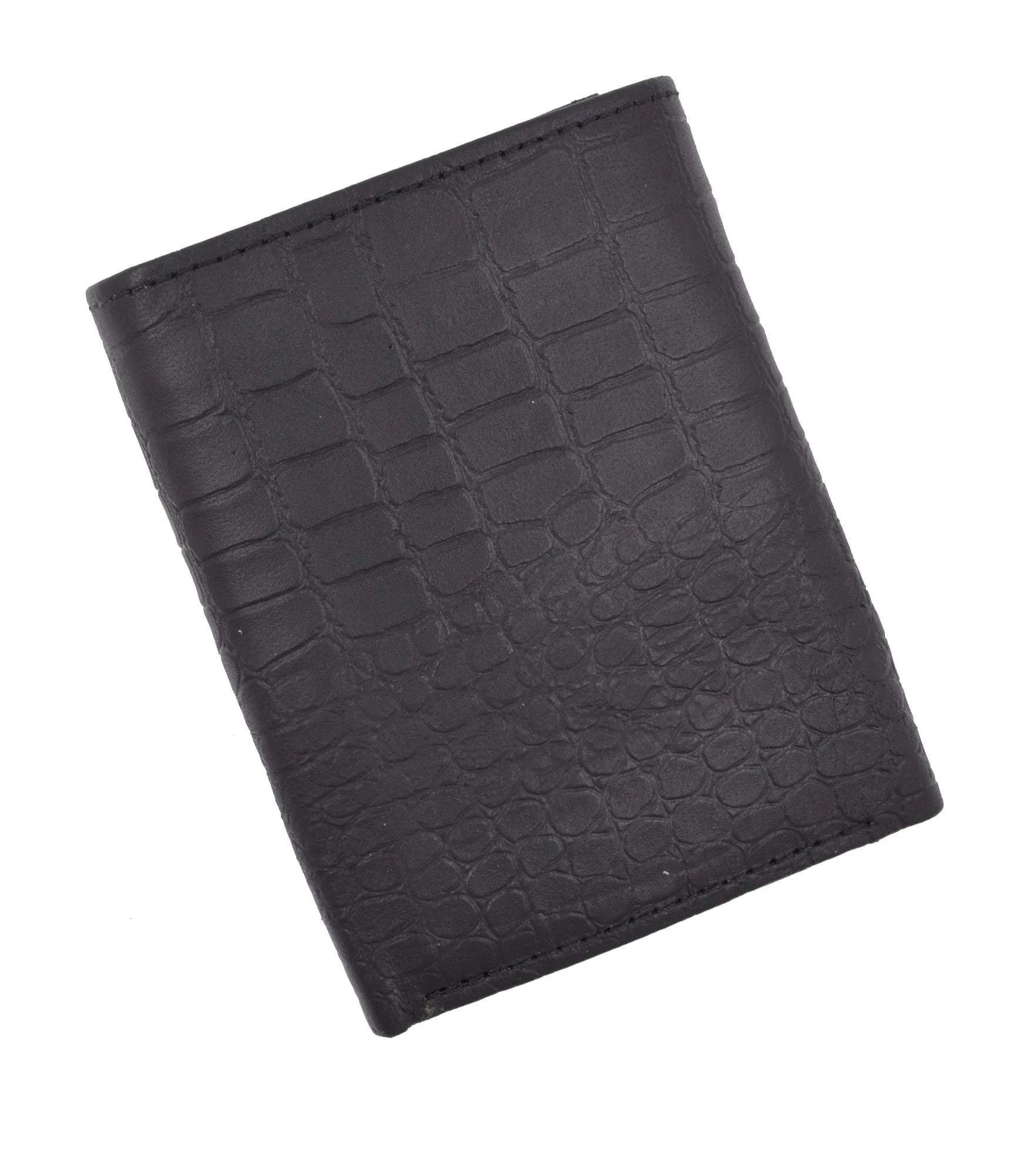 New RFID Blocking Mens Soft Crocodile Pattern Leather Trifold Wallet with Flap RFIDP1107CR (C)