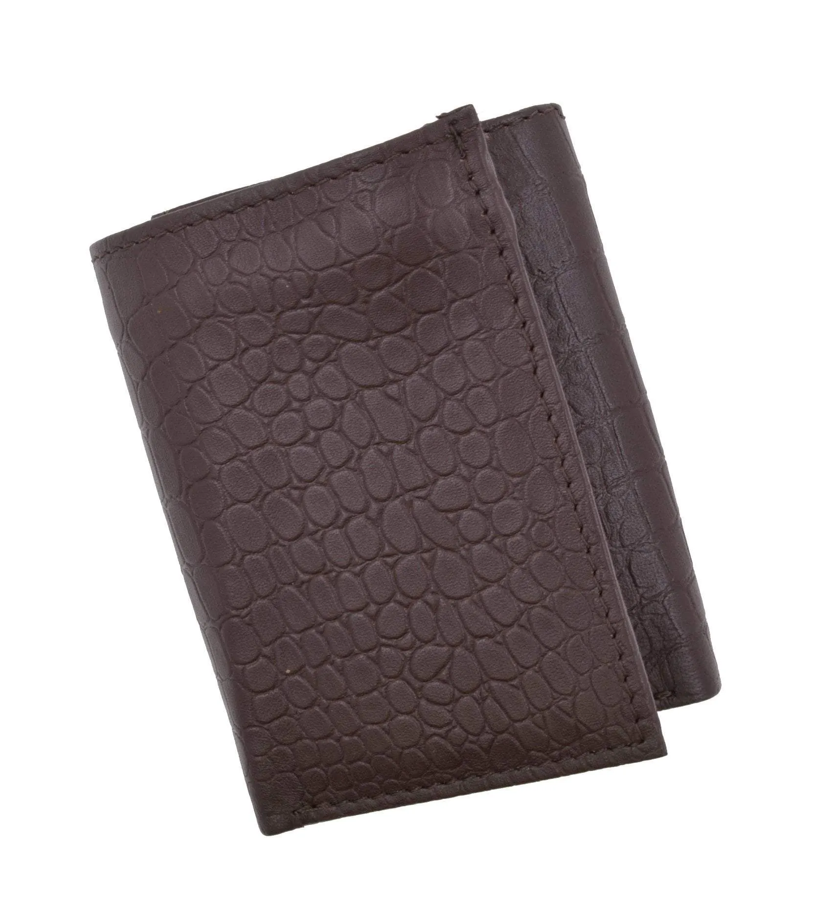 New RFID Blocking Mens Soft Crocodile Pattern Leather Trifold Wallet with Flap RFIDP1107CR (C)