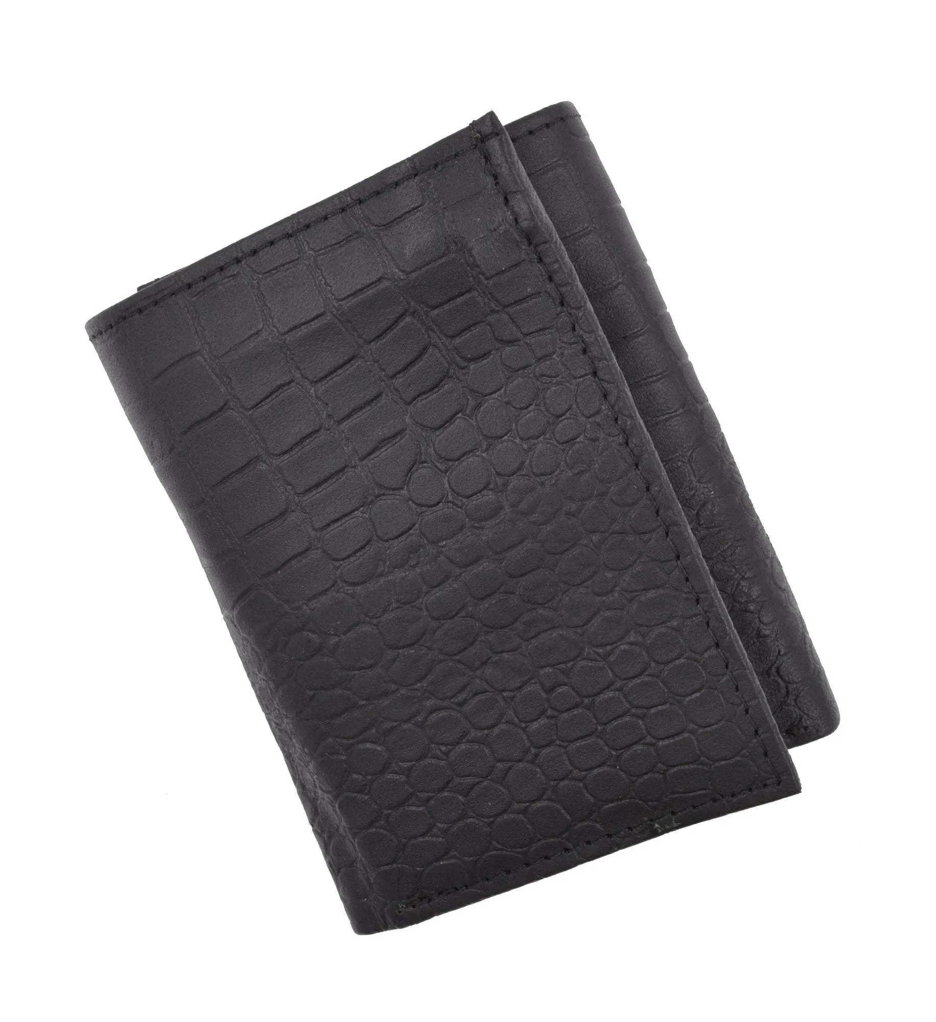 New RFID Blocking Mens Soft Crocodile Pattern Leather Trifold Wallet with Flap RFIDP1107CR (C)