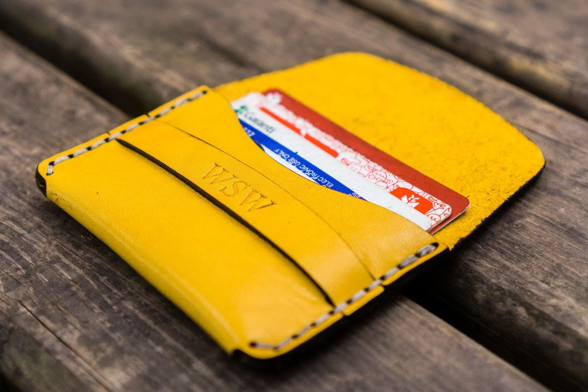 No.36 Personalized Basic Flap Handmade Leather Wallet - Yellow