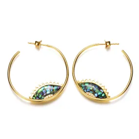 Océan Abalone Shell Inlaid Hoop Earrings