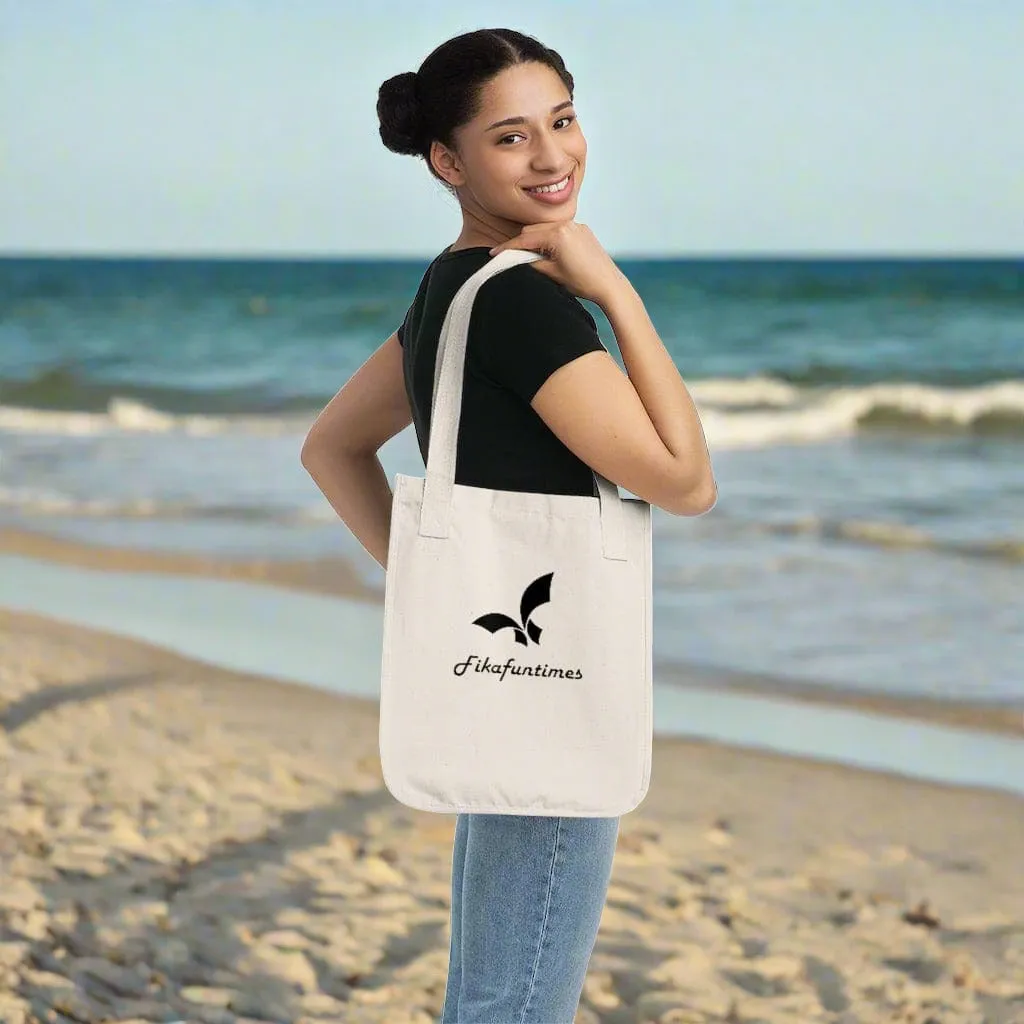 Organic Eco Friendly Fikafuntimes Logo Print Tote Bag