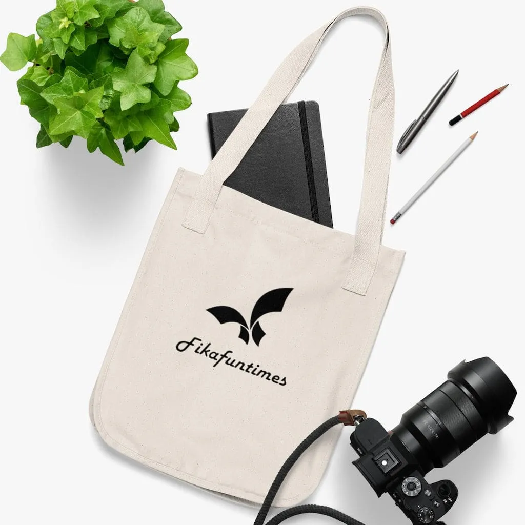 Organic Eco Friendly Fikafuntimes Logo Print Tote Bag