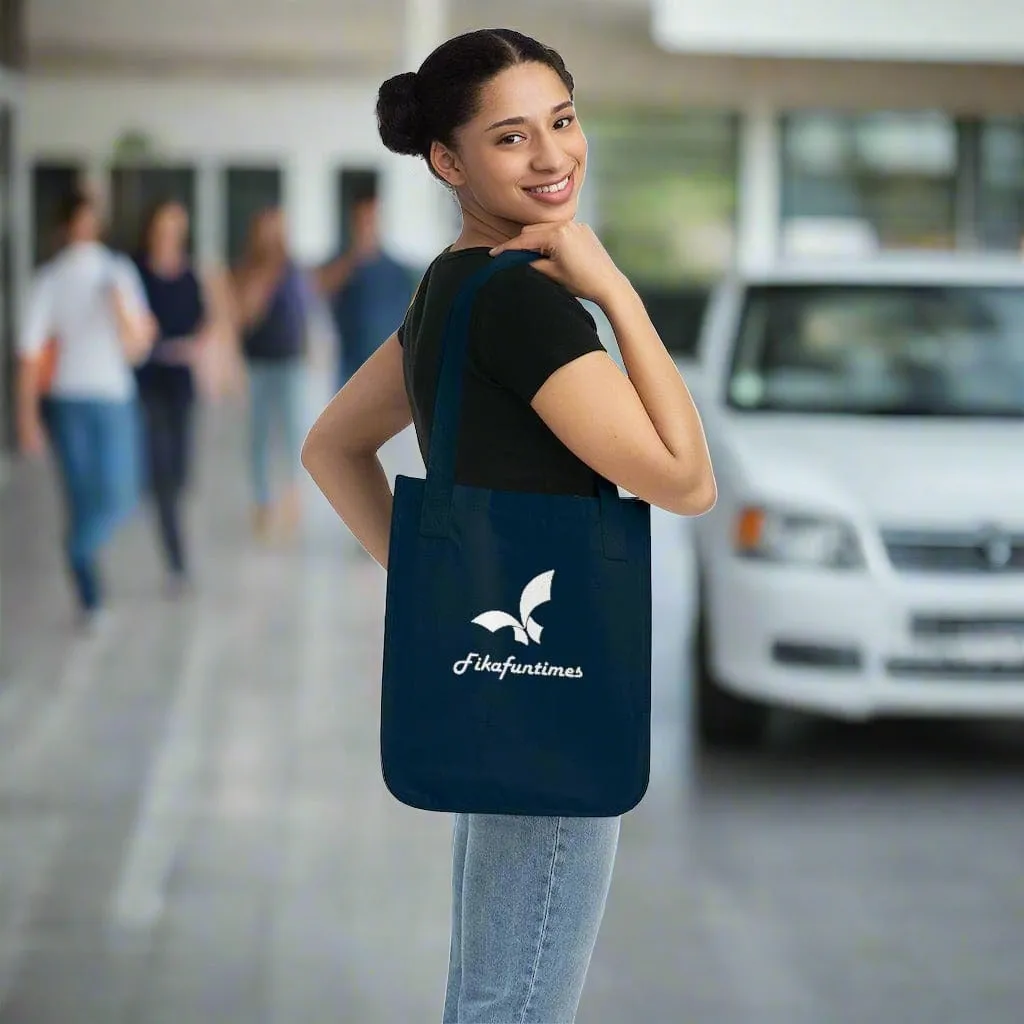 Organic Eco Friendly Fikafuntimes Logo Print Tote Bag