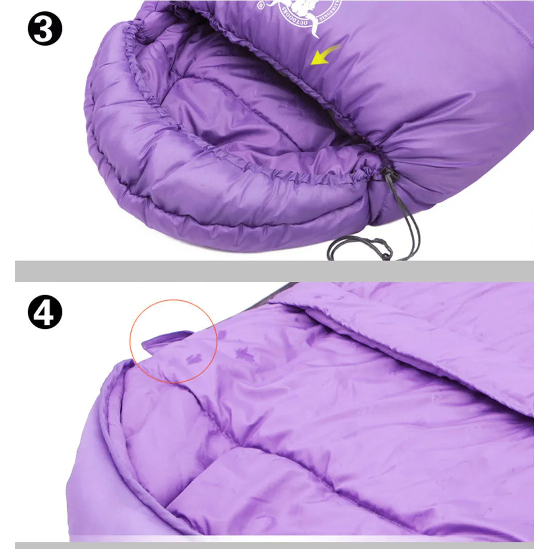 Outdoor Camping Envelope Sleeping Bag Thermal Tent Hiking Winter Single -10°C - purple