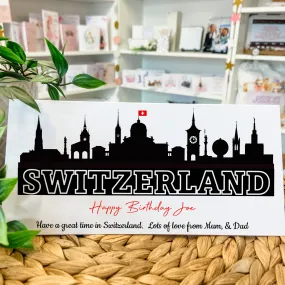 Personalised Birthday Card Money Gift Wallet Travel Voucher Switzerland