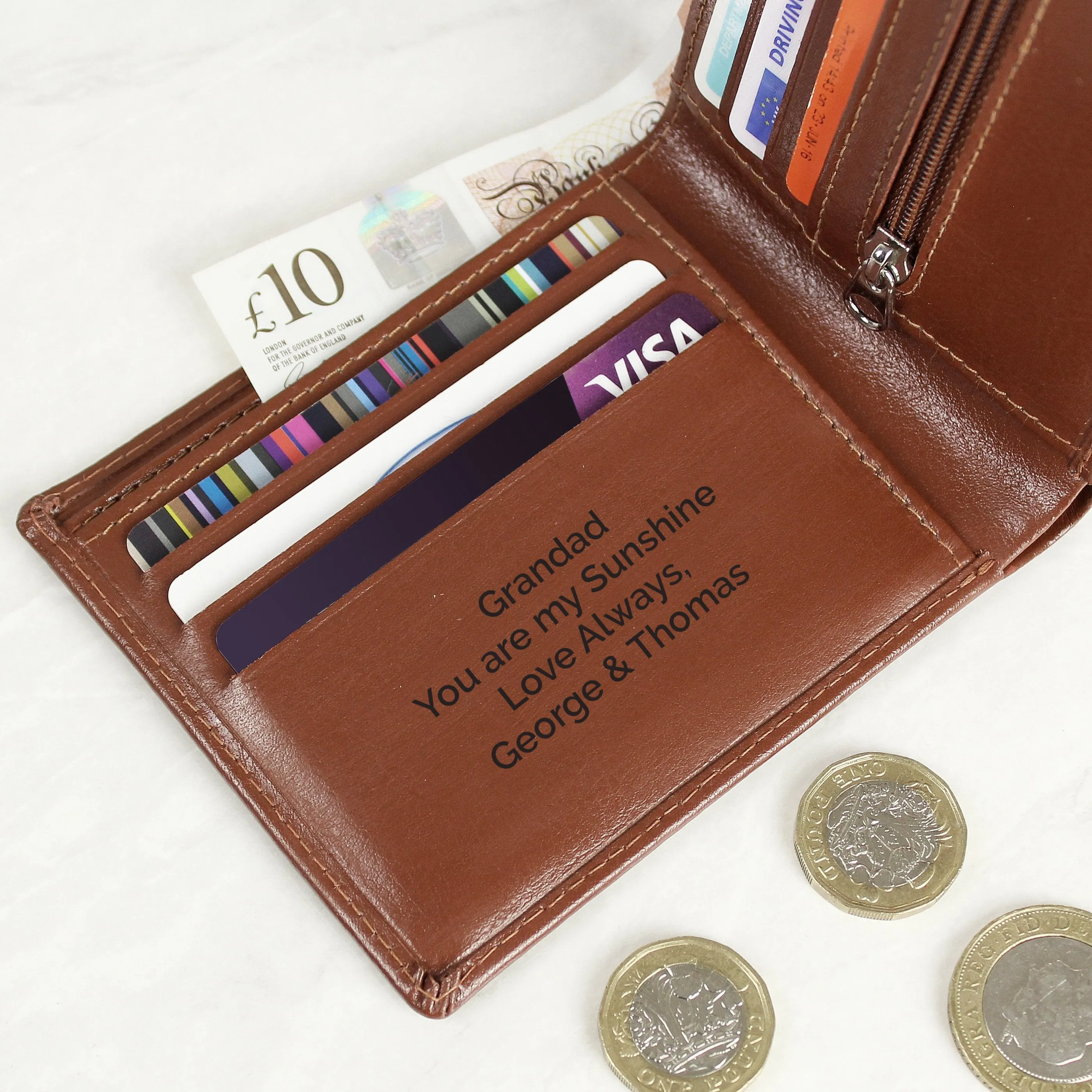 Personalised Free Text Tan Leather Wallet