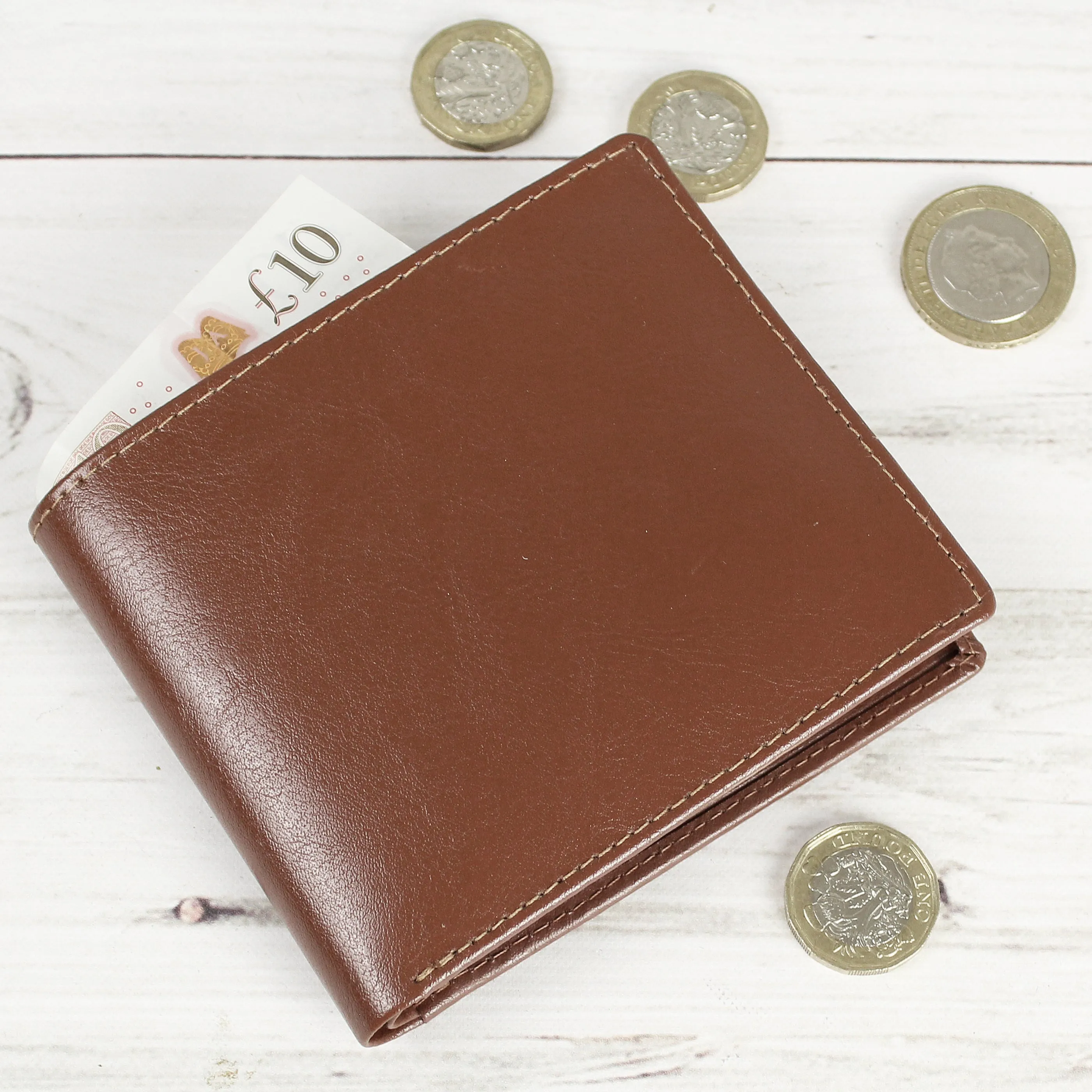 Personalised Free Text Tan Leather Wallet