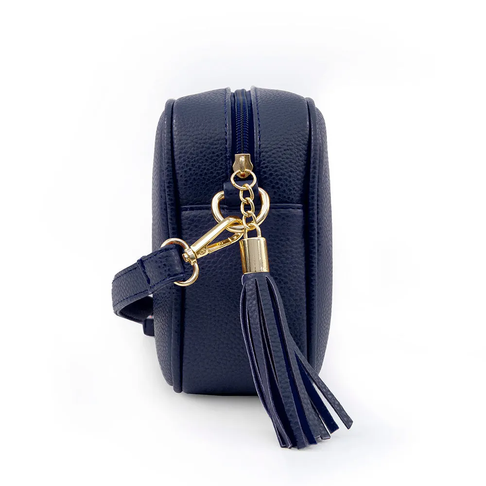 Personalised Vegan Leather Crossbody Bag in Navy