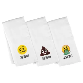 Personalized Emoji Burp Cloth - 3 Pack Feeling Sick