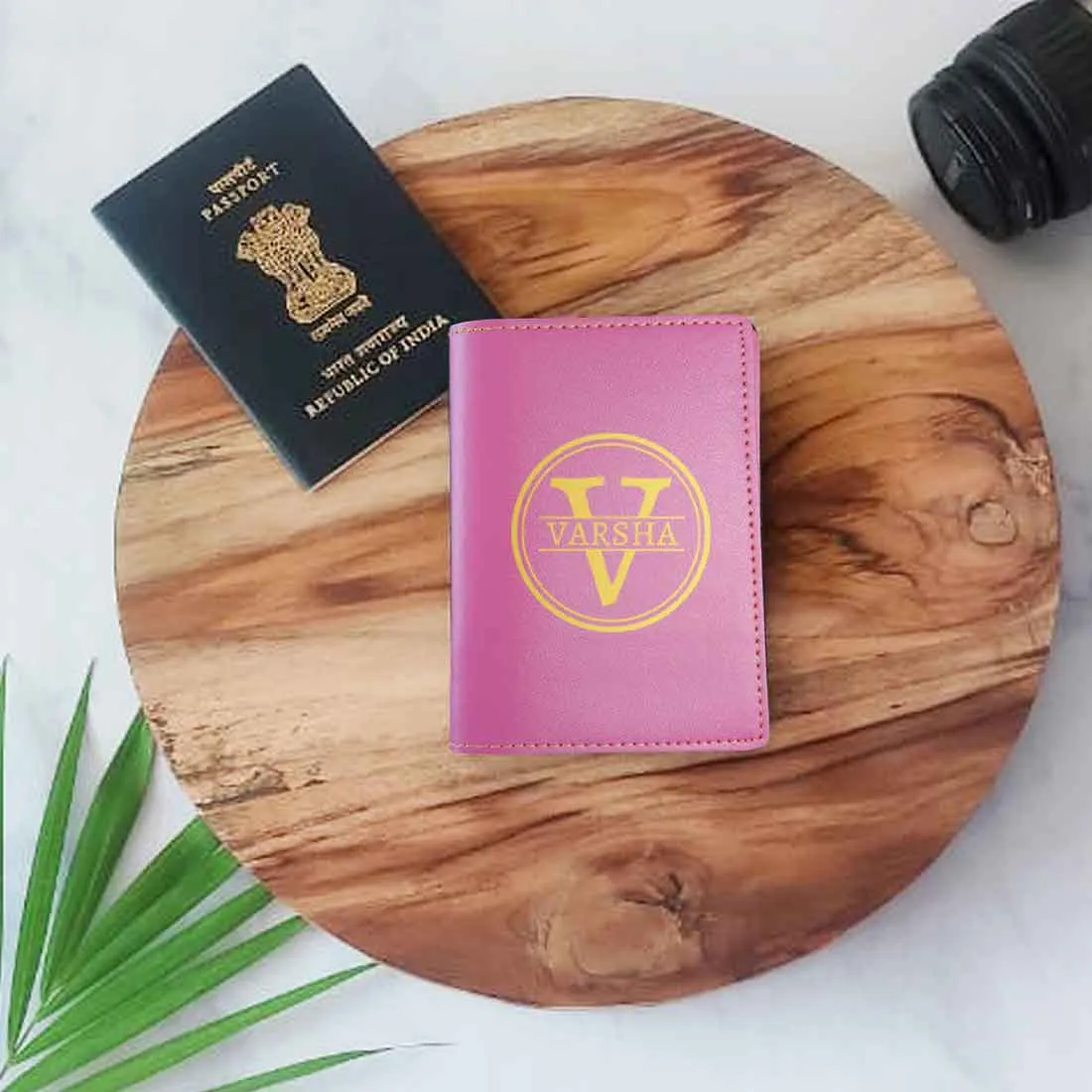 Personalized Vegan Leather Passport Holder Add Name - Monogram