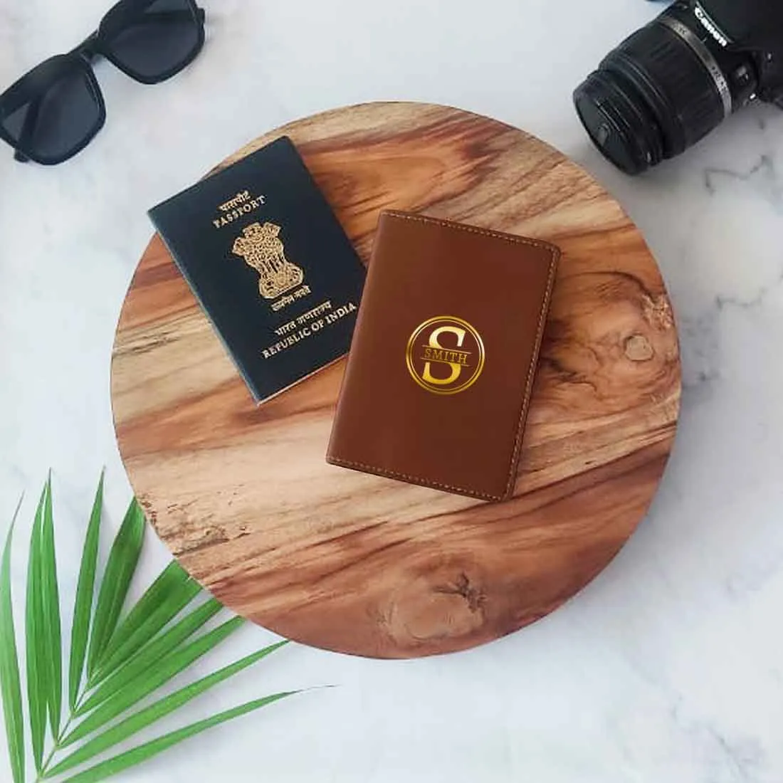 Personalized Vegan Leather Passport Holder Add Name - Monogram