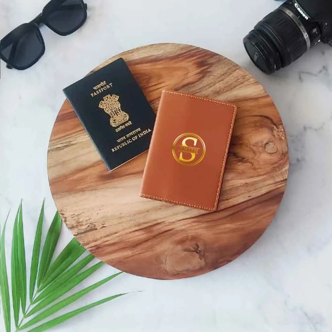 Personalized Vegan Leather Passport Holder Add Name - Monogram