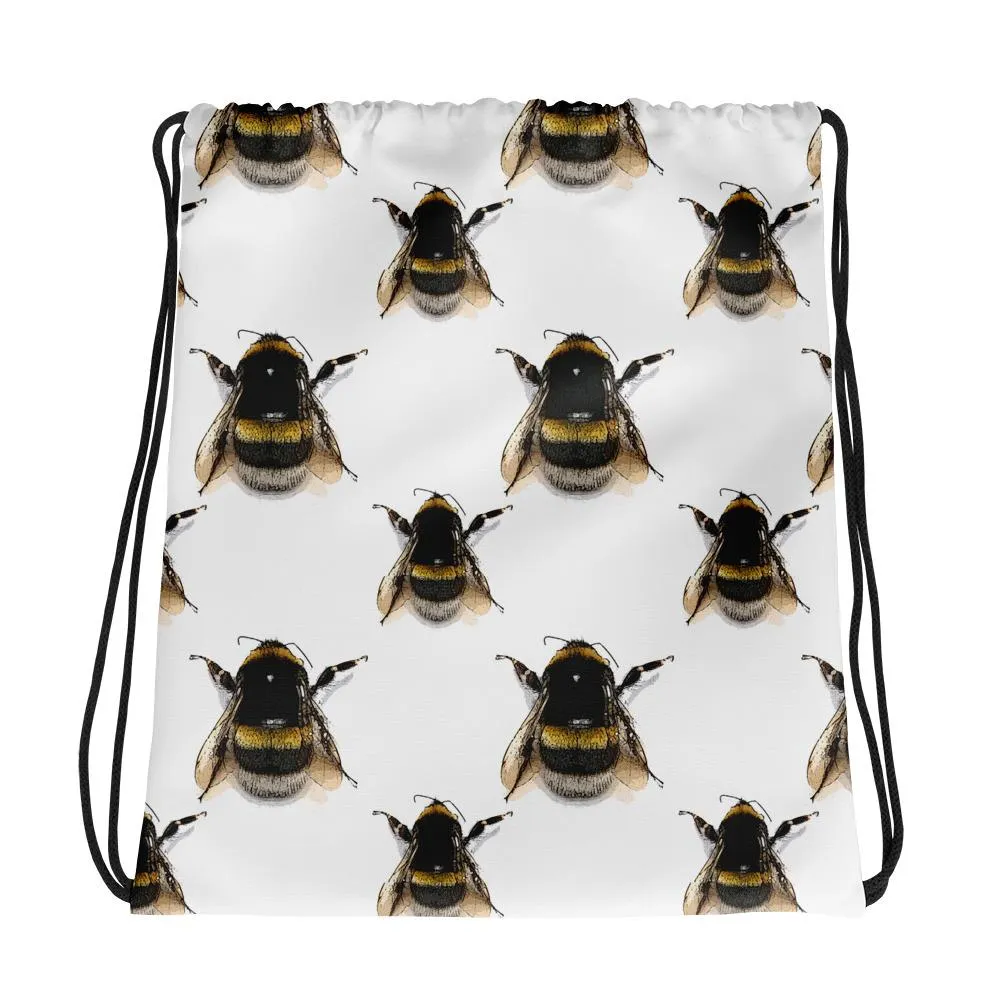 Polka Filtered Bees Drawstring Bag